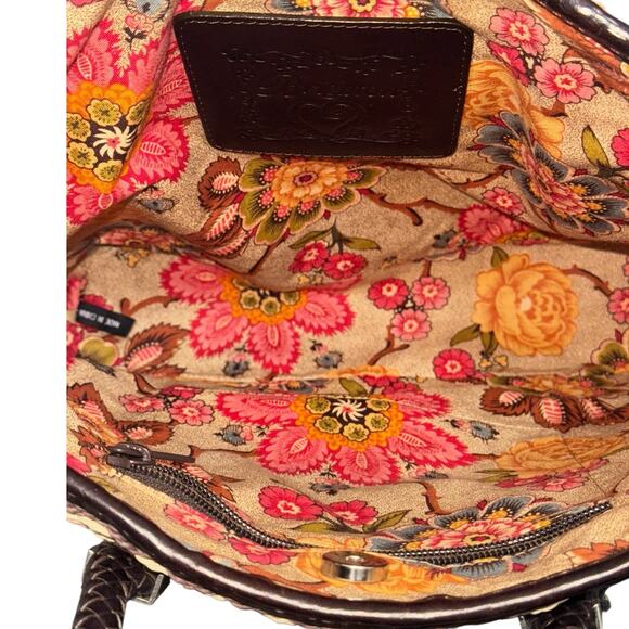 Brighton Raffia Woven Brown Leather Top Handle Bag with Charms - Picture 6 of 10